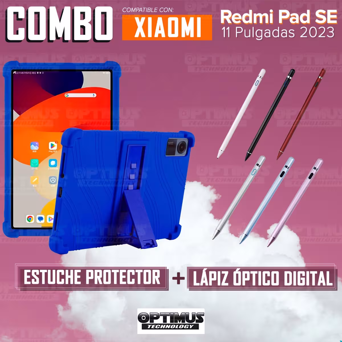Kit Estuche Protector de goma antigolpes Y Lápiz Óptico Digital Stylus Pen para Tablet Xiaomi Redmi Pad SE 11 Pulgadas 2023 Wifi