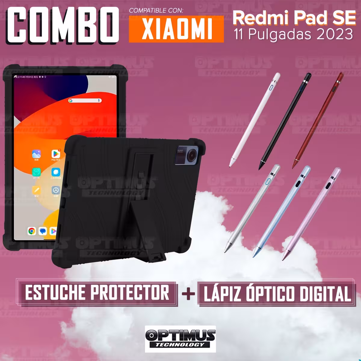 Kit Estuche Protector de goma antigolpes Y Lápiz Óptico Digital Stylus Pen para Tablet Xiaomi Redmi Pad SE 11 Pulgadas 2023 Wifi