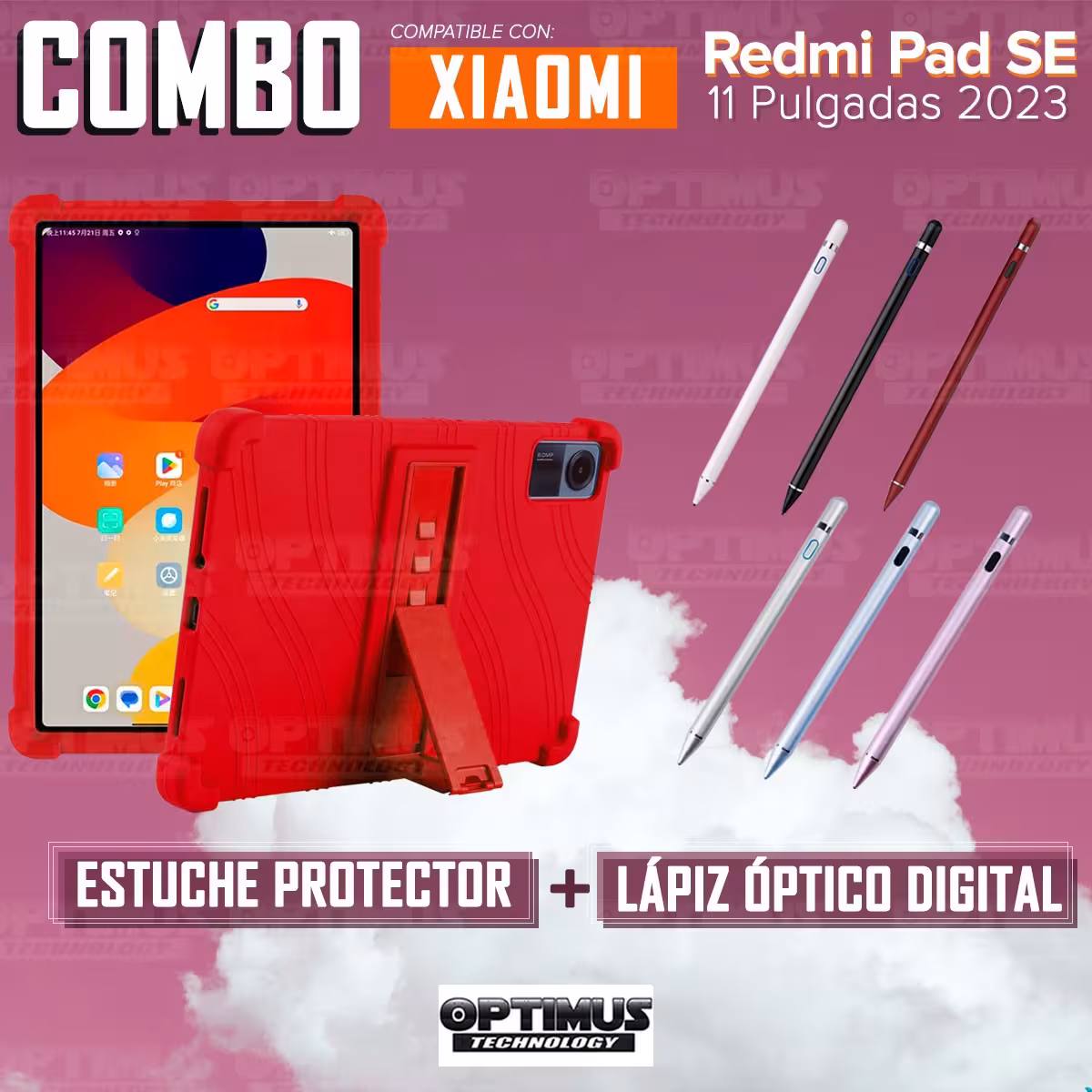 Kit Estuche Protector de goma antigolpes Y Lápiz Óptico Digital Stylus Pen para Tablet Xiaomi Redmi Pad SE 11 Pulgadas 2023 Wifi
