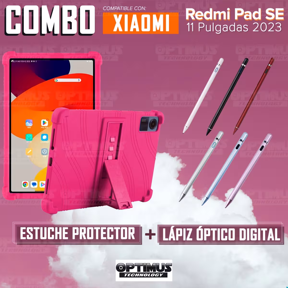 Kit Estuche Protector de goma antigolpes Y Lápiz Óptico Digital Stylus Pen para Tablet Xiaomi Redmi Pad SE 11 Pulgadas 2023 Wifi