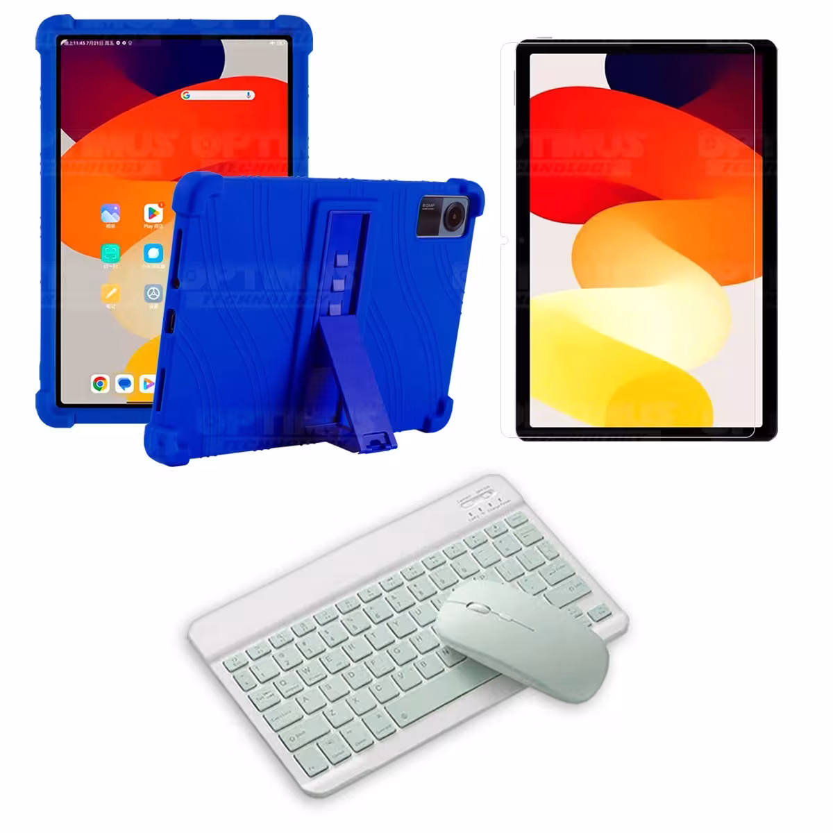 Kit Vidrio templado + Estuche Protector Goma + Teclado Bluetooth Tablet Xiaomi Redmi Pad SE 11 Pulgadas 2023 Wifi