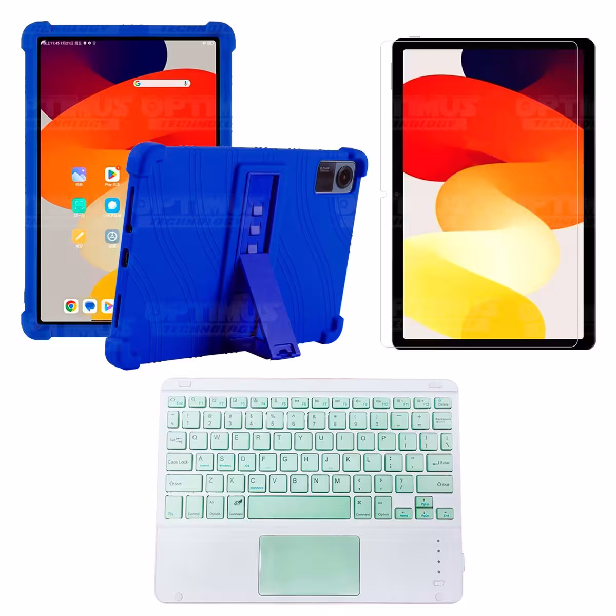 Kit Vidrio templado + Estuche Protector + Teclado Touchpad Bluetooth Tablet Xiaomi Redmi Pad SE 11 Pulgadas 2023 Wifi