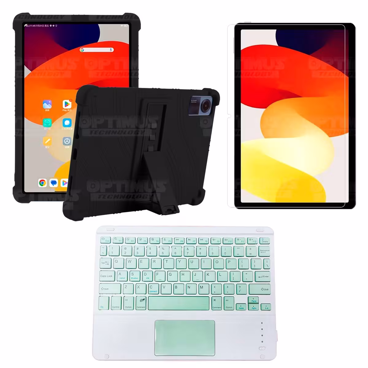 Kit Vidrio templado + Estuche Protector + Teclado Touchpad Bluetooth Tablet Xiaomi Redmi Pad SE 11 Pulgadas 2023 Wifi