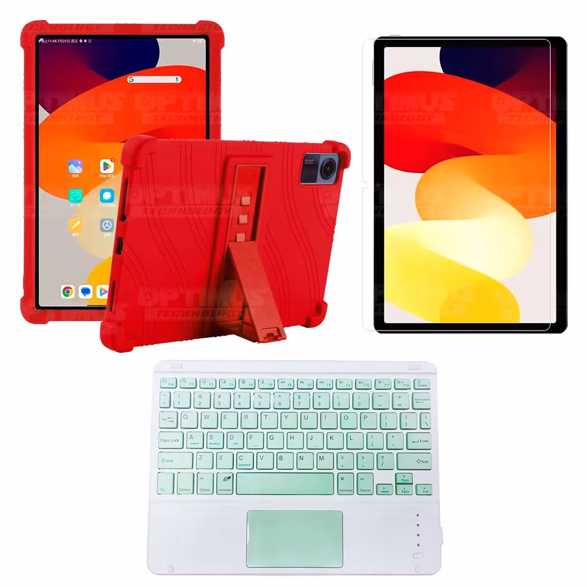 Kit Vidrio templado + Estuche Protector + Teclado Touchpad Bluetooth Tablet Xiaomi Redmi Pad SE 11 Pulgadas 2023 Wifi