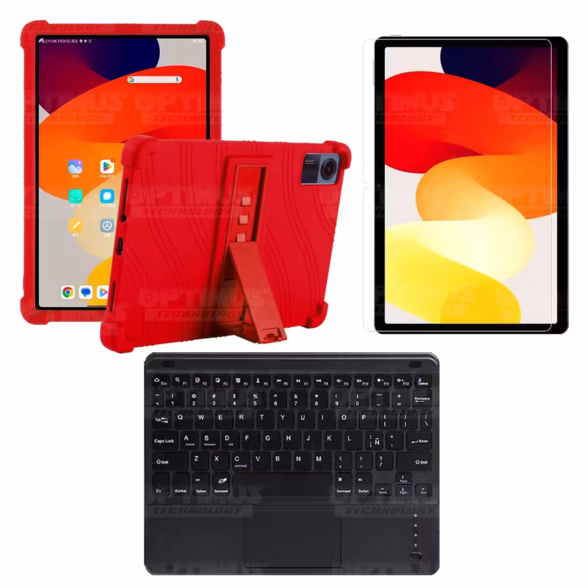 Kit Vidrio templado + Estuche Protector + Teclado Touchpad Bluetooth Tablet Xiaomi Redmi Pad SE 11 Pulgadas 2023 Wifi