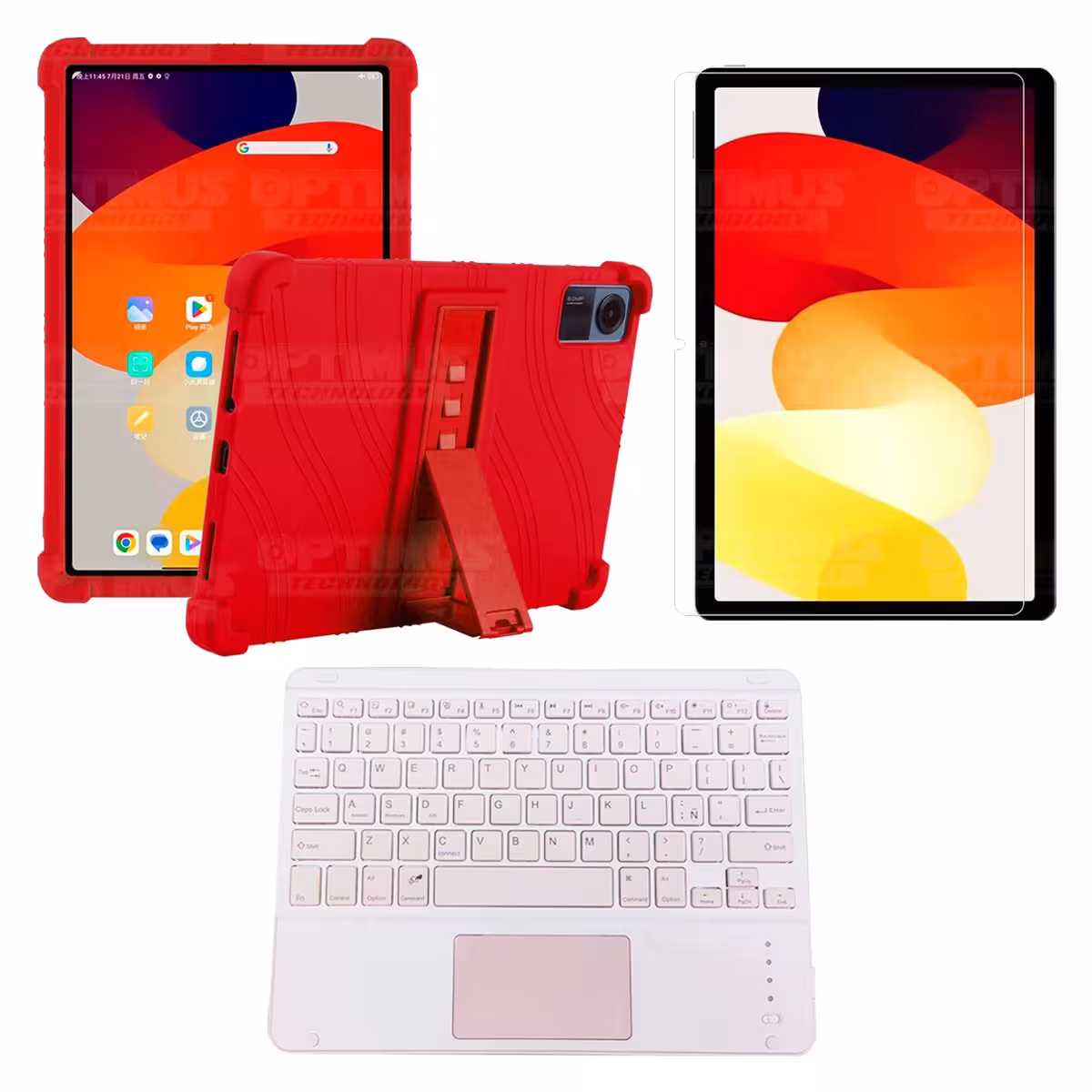 Kit Vidrio templado + Estuche Protector + Teclado Touchpad Bluetooth Tablet Xiaomi Redmi Pad SE 11 Pulgadas 2023 Wifi