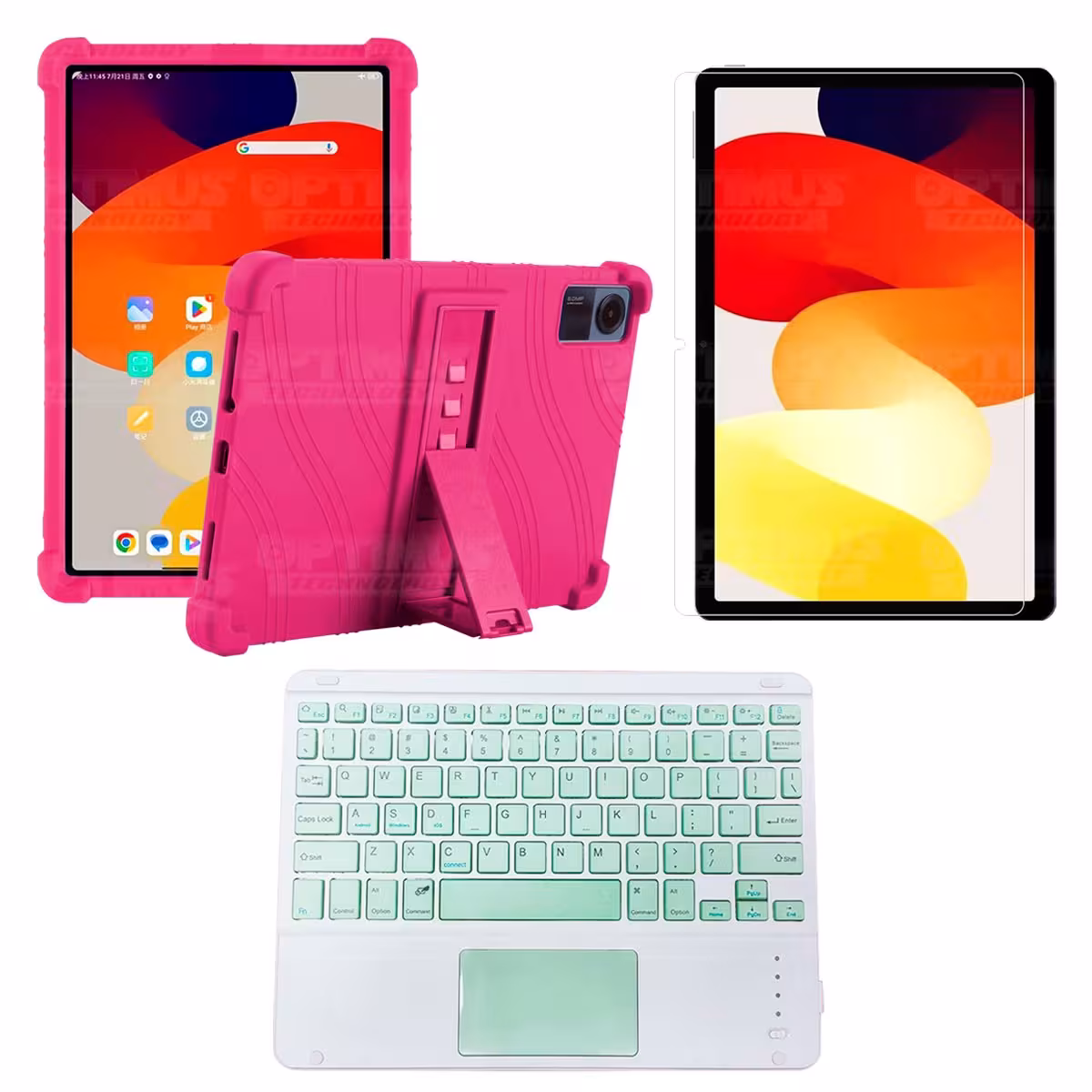 Kit Vidrio templado + Estuche Protector + Teclado Touchpad Bluetooth Tablet Xiaomi Redmi Pad SE 11 Pulgadas 2023 Wifi