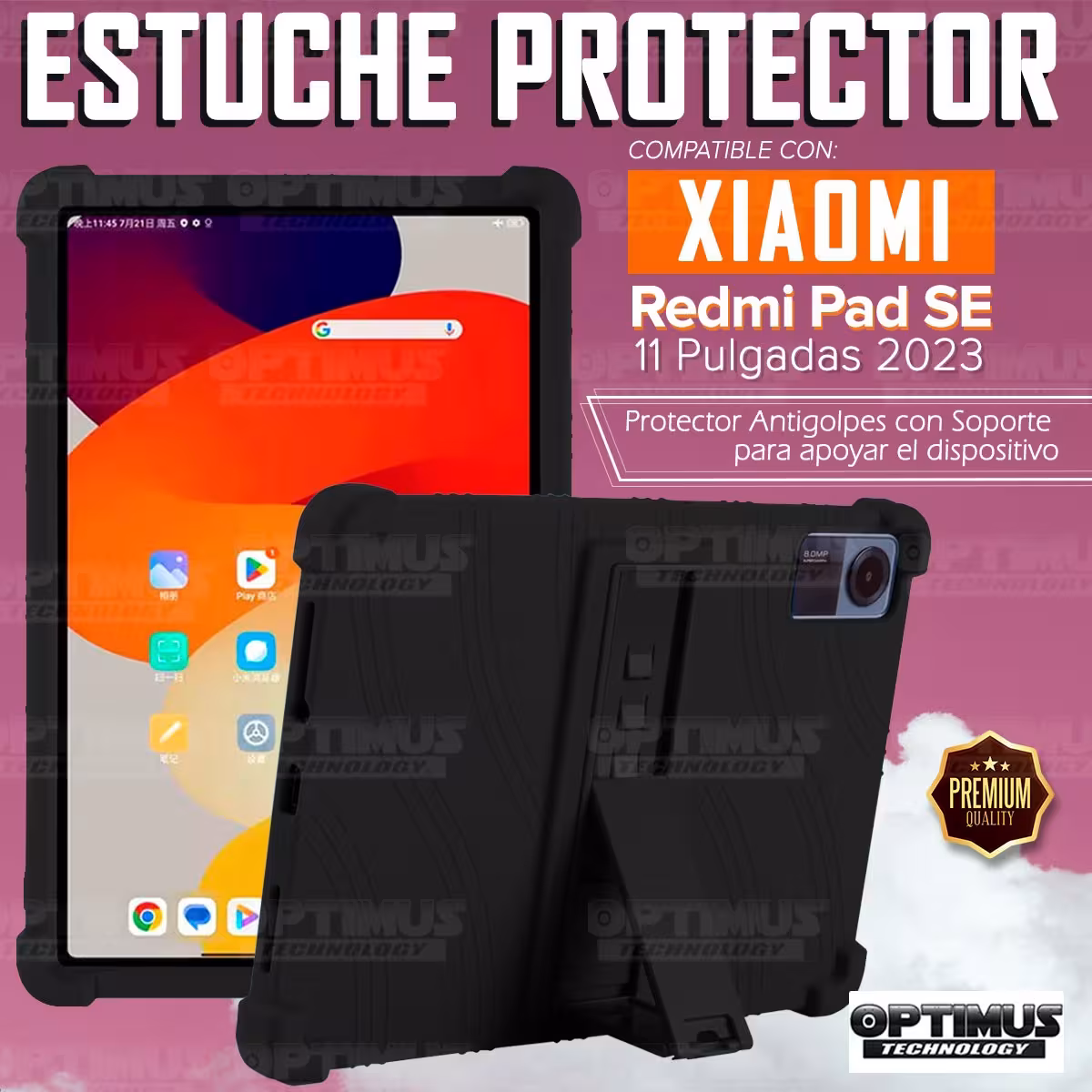 Kit Vidrio templado + Estuche Protector + Teclado Touchpad Bluetooth Tablet Xiaomi Redmi Pad SE 11 Pulgadas 2023 Wifi