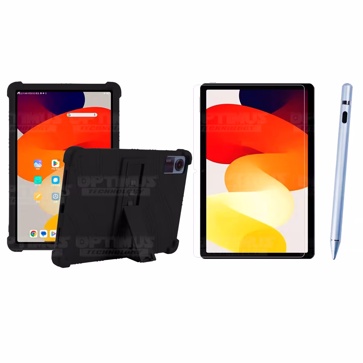 Kit Estuche Protector de goma + Vidrio Templado + Lápiz Digital para Tablet Xiaomi Redmi Pad SE 11 Pulgadas 2023 Wifi