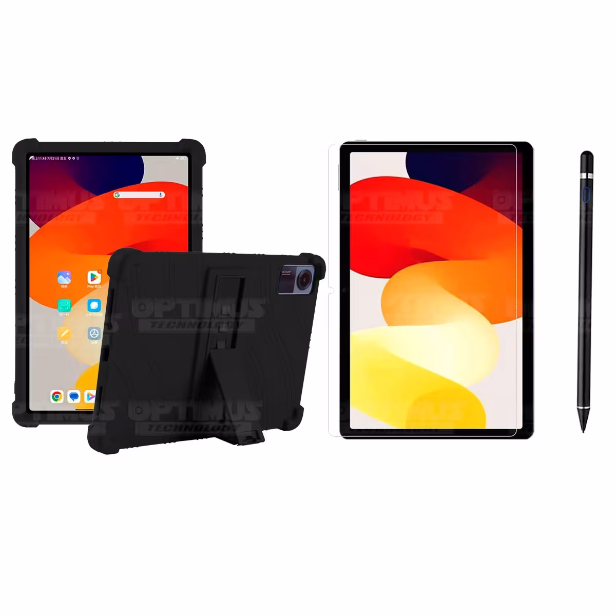 Kit Estuche Protector de goma + Vidrio Templado + Lápiz Digital para Tablet Xiaomi Redmi Pad SE 11 Pulgadas 2023 Wifi