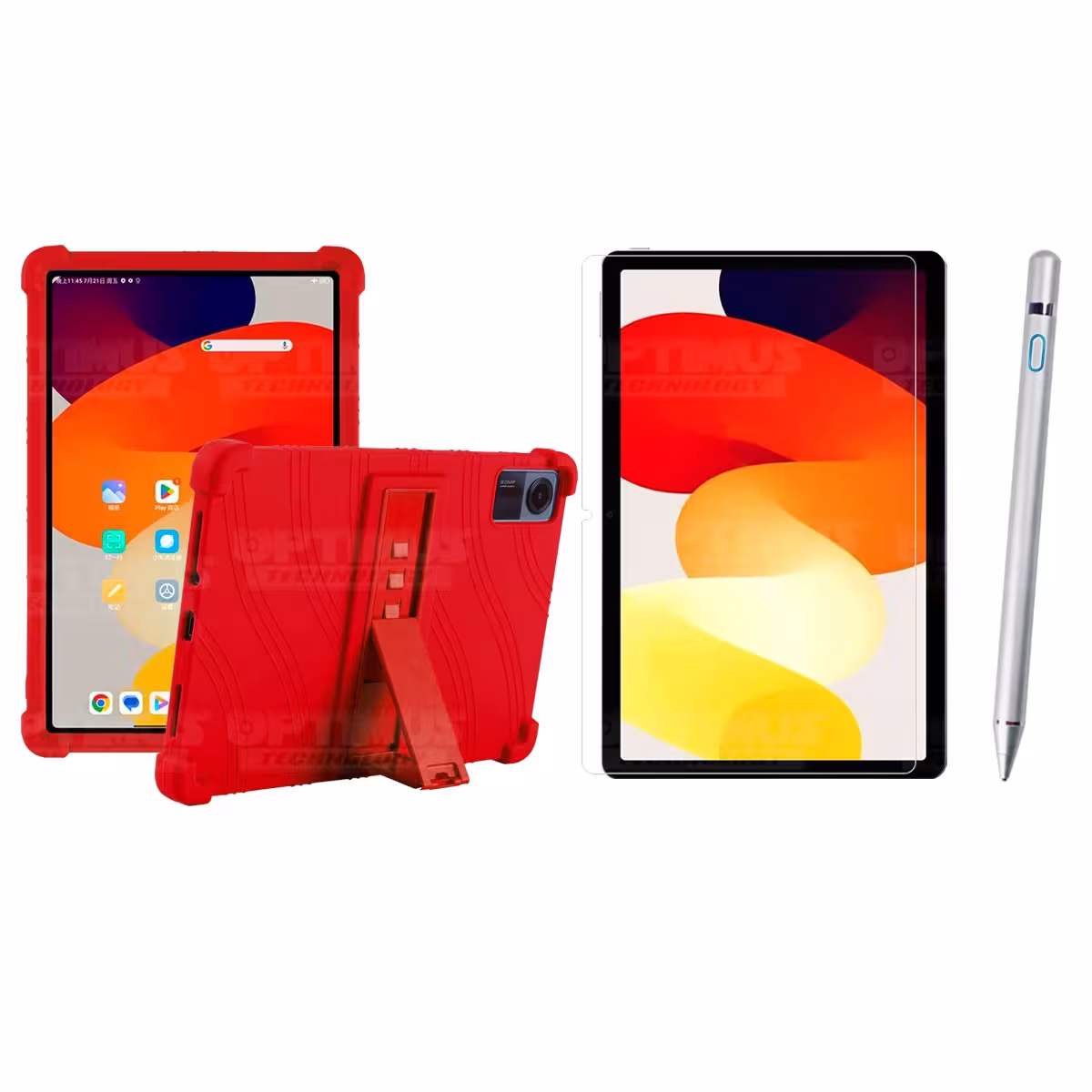 Kit Estuche Protector de goma + Vidrio Templado + Lápiz Digital para Tablet Xiaomi Redmi Pad SE 11 Pulgadas 2023 Wifi