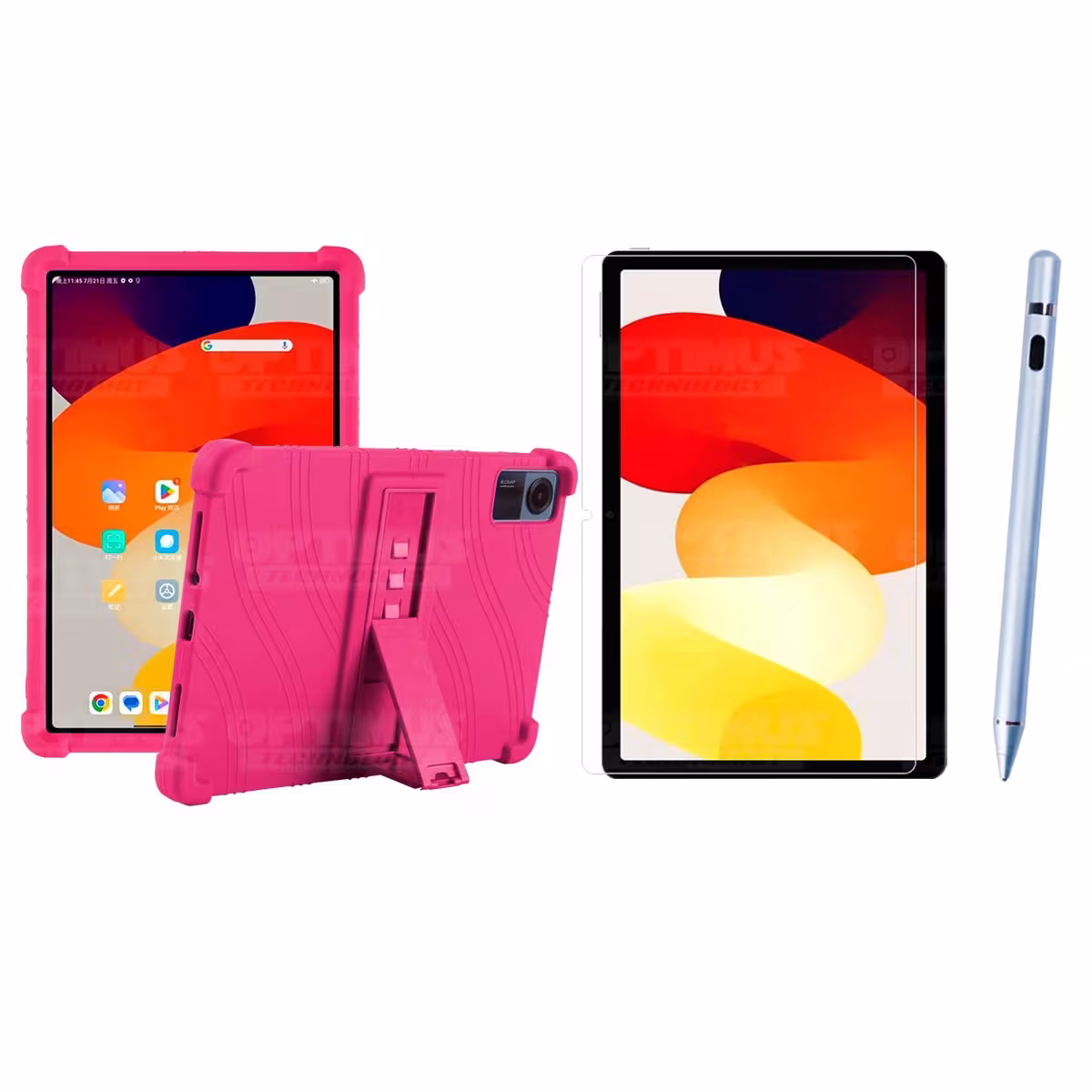 Kit Estuche Protector de goma + Vidrio Templado + Lápiz Digital para Tablet Xiaomi Redmi Pad SE 11 Pulgadas 2023 Wifi