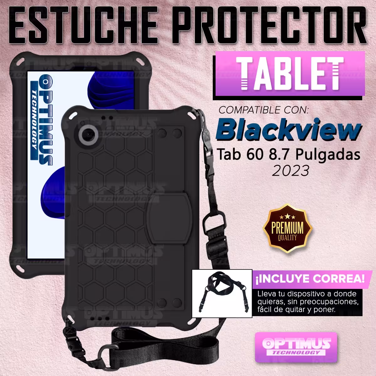 Estuche Protector con Correa Desmontable Tablet Blackview Tab 60 8.7 Pulgadas 2023 Anti golpes con soporte