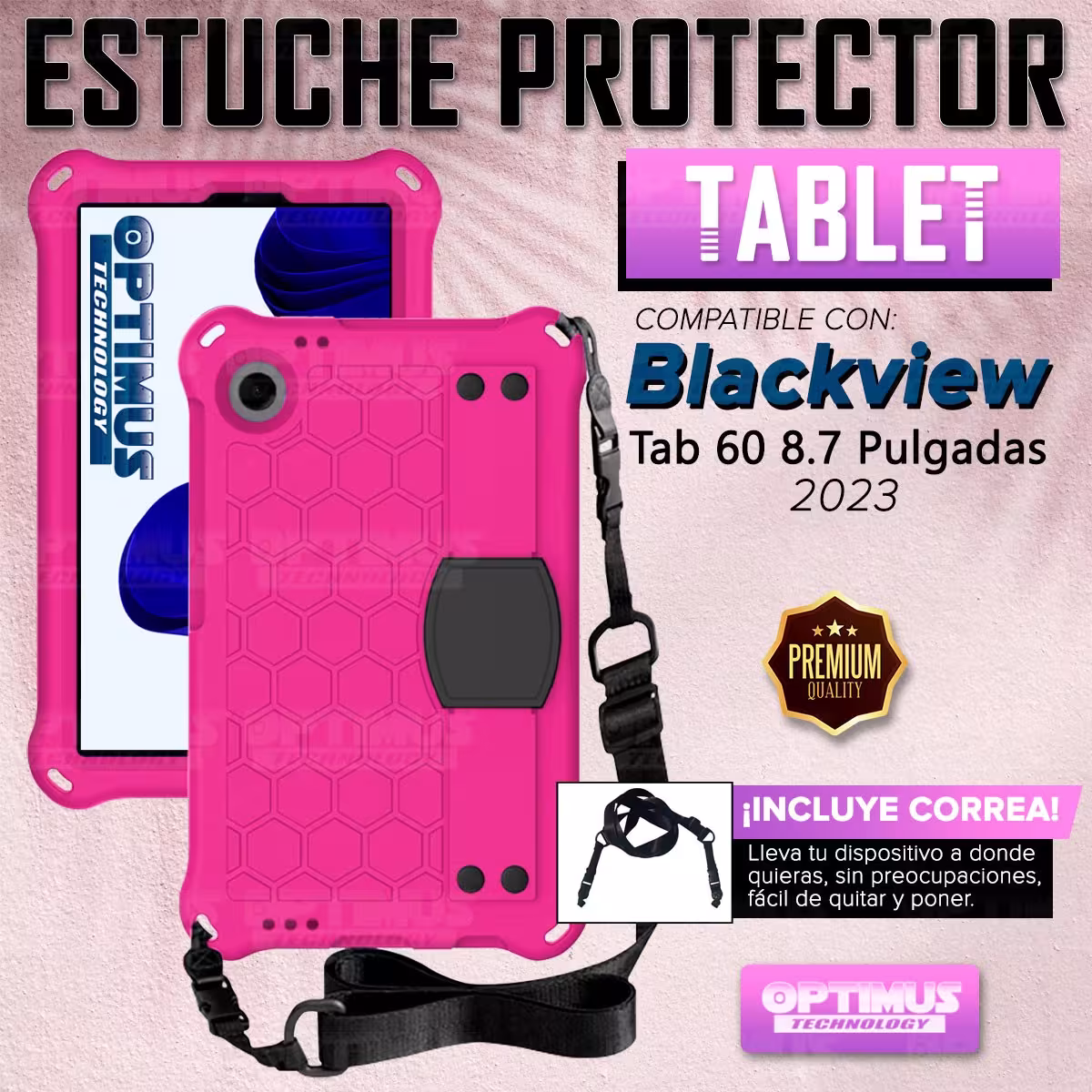 Estuche Protector con Correa Desmontable Tablet Blackview Tab 60 8.7 Pulgadas 2023 Anti golpes con soporte