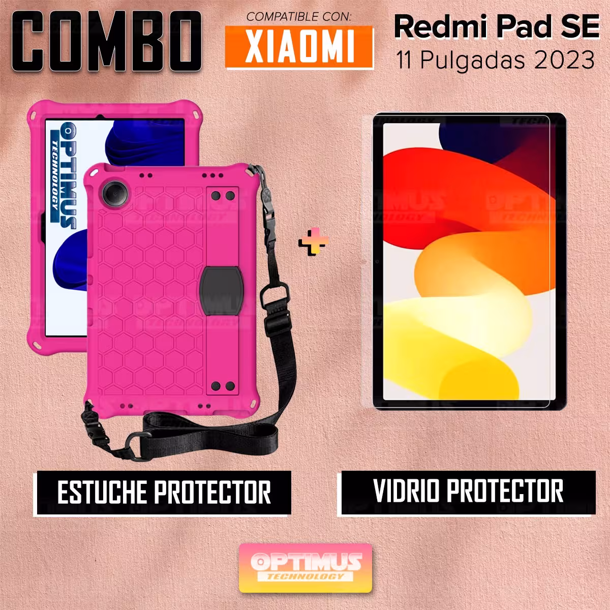 Kit Vidrio Cristal Templado Y Estuche Protector Anti golpes Correa para Tablet Xiaomi Redmi Pad SE 11 Pulgadas 2023 Wifi