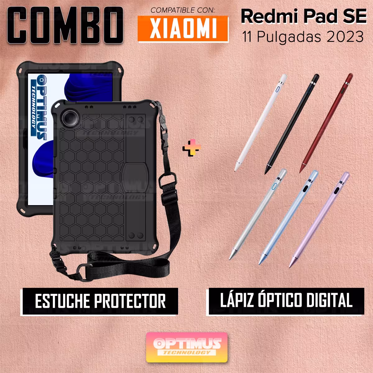 Kit Estuche Protector con Correa Y Lápiz Digital Stylus Pen para Tablet Xiaomi Redmi Pad SE 11 Pulgadas 2023 Wifi