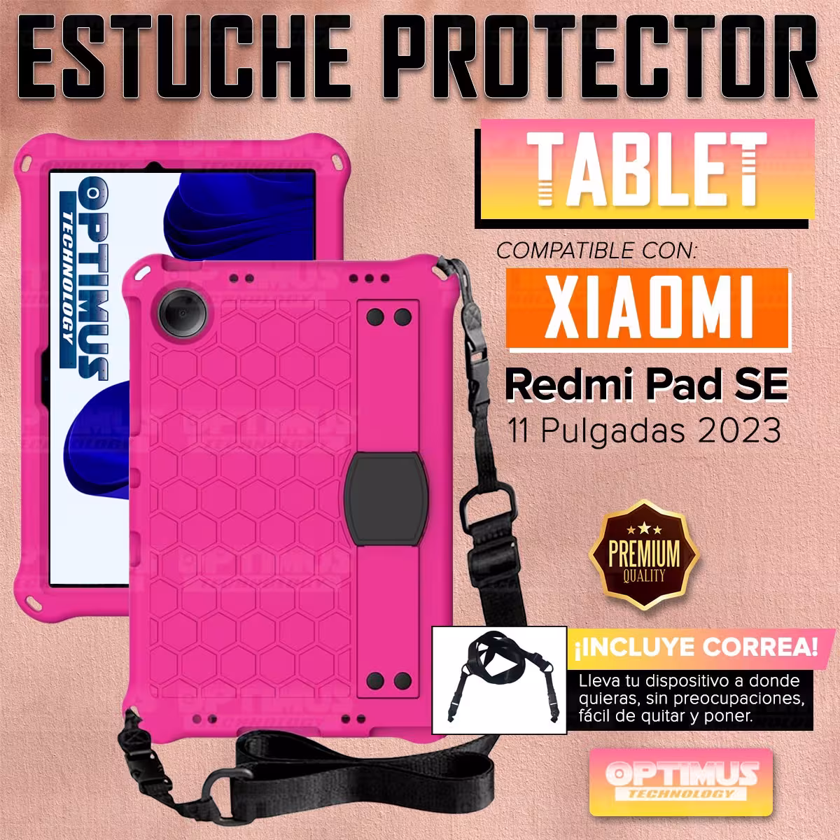 Kit Vidrio templado + Case Protector con correa + Teclado Touchpad Bluetooth Tablet Xiaomi Redmi Pad SE 11 Pulgadas 2023 Wifi