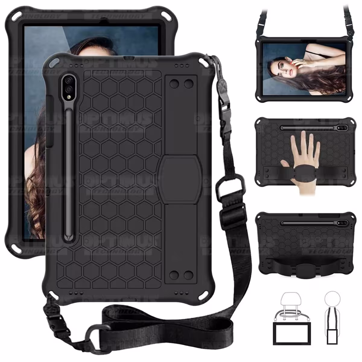 Estuche Protector con Correa Tablet Samsung Galaxy Tab S8 11 Pulgadas Wifi 2022 SM-X700 / SM-X706 Anti golpes con soporte