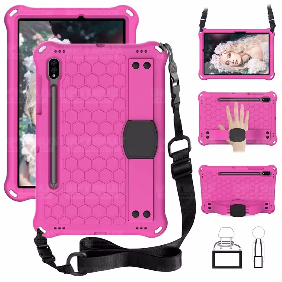 Estuche Protector con Correa Tablet Samsung Galaxy Tab S8 11 Pulgadas Wifi 2022 SM-X700 / SM-X706 Anti golpes con soporte