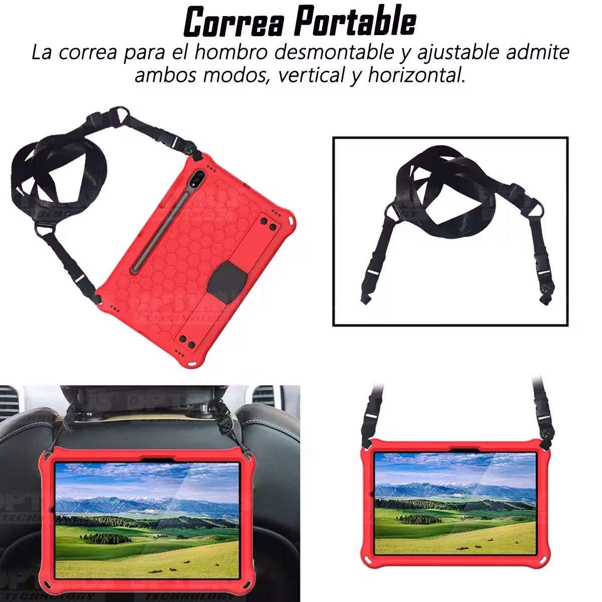 Estuche Protector con Correa Tablet Samsung Galaxy Tab S7 11 Pulgadas Wifi 2020 SM-T870 / SM-X875 Anti golpes con soporte
