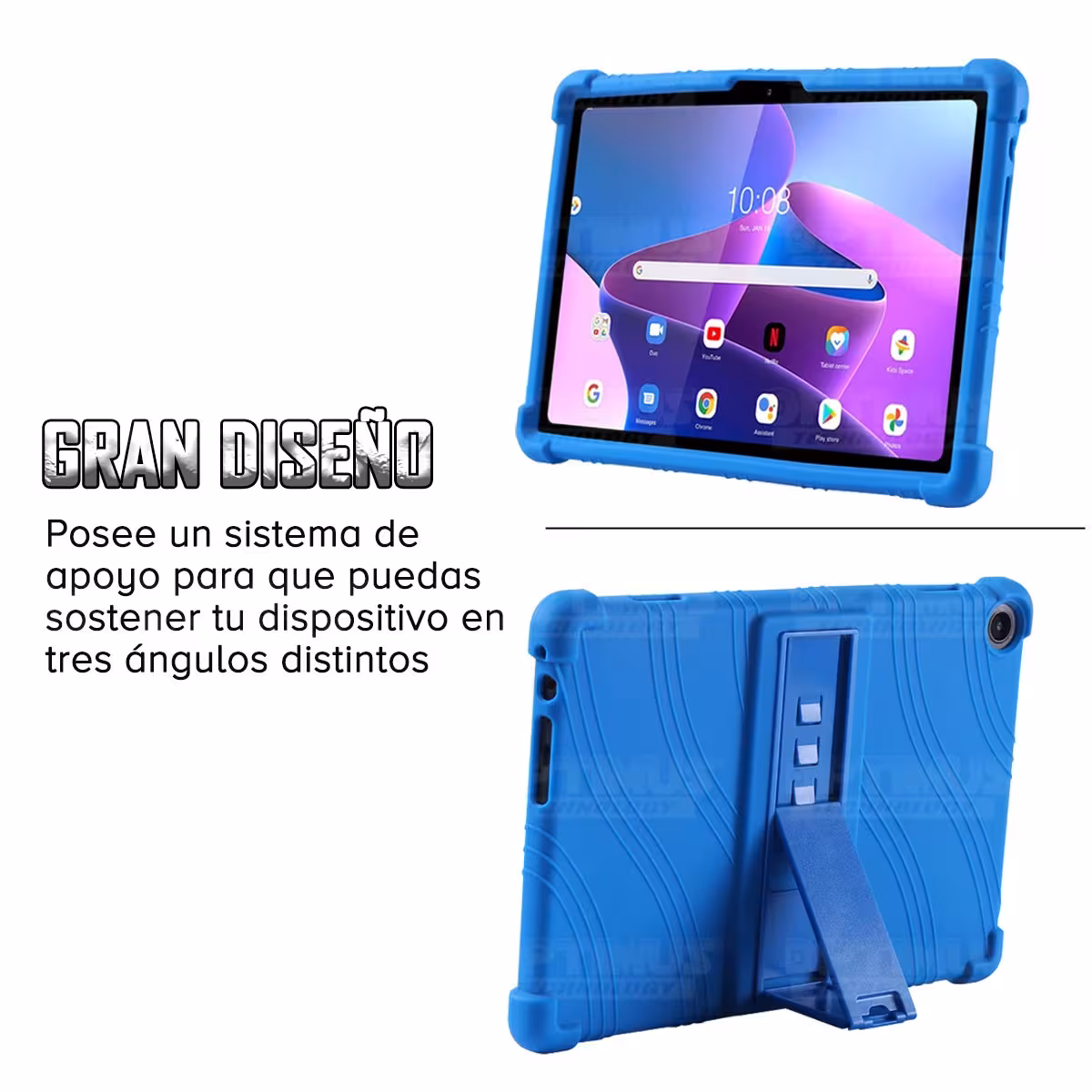 Estuche Case protector de goma para Tablet Lenovo M10 HD 3rd Generacion TB-328 2022 10.1 Pulgadas ZAAF0071CO Anti golpes soporte