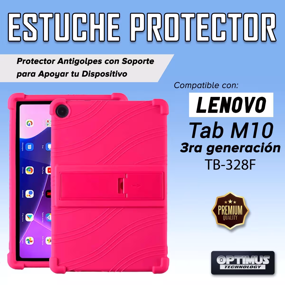 Estuche Case protector de goma para Tablet Lenovo M10 HD 3rd Generacion TB-328 2022 10.1 Pulgadas ZAAF0071CO Anti golpes soporte