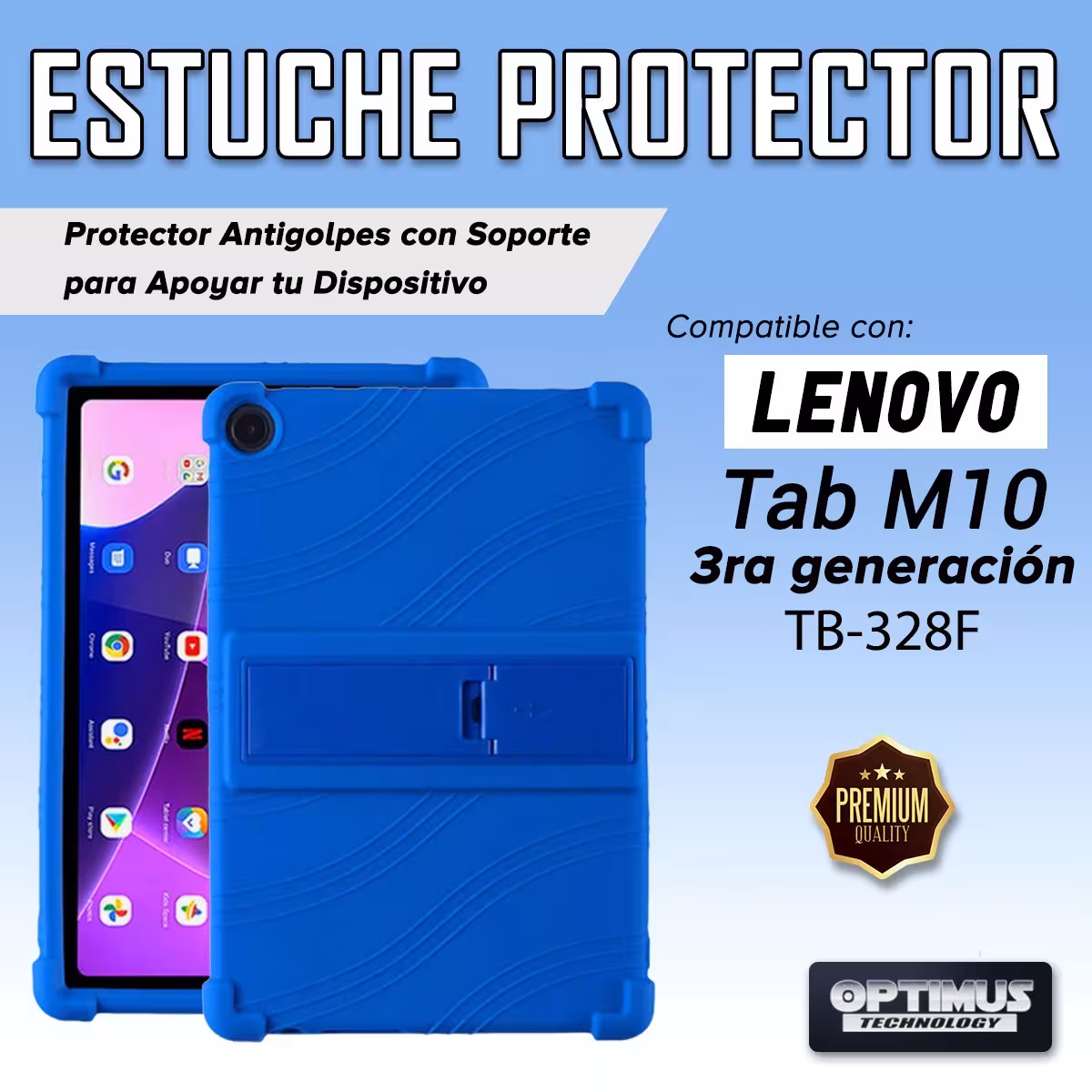 Estuche Case protector de goma para Tablet Lenovo M10 HD 3rd Generacion TB-328 2022 10.1 Pulgadas ZAAF0071CO Anti golpes soporte