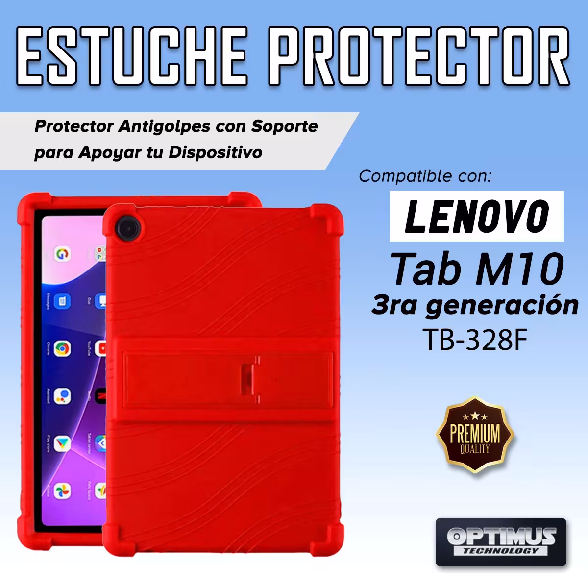 Estuche Case protector de goma para Tablet Lenovo M10 HD 3rd Generacion TB-328 2022 10.1 Pulgadas ZAAF0071CO Anti golpes soporte