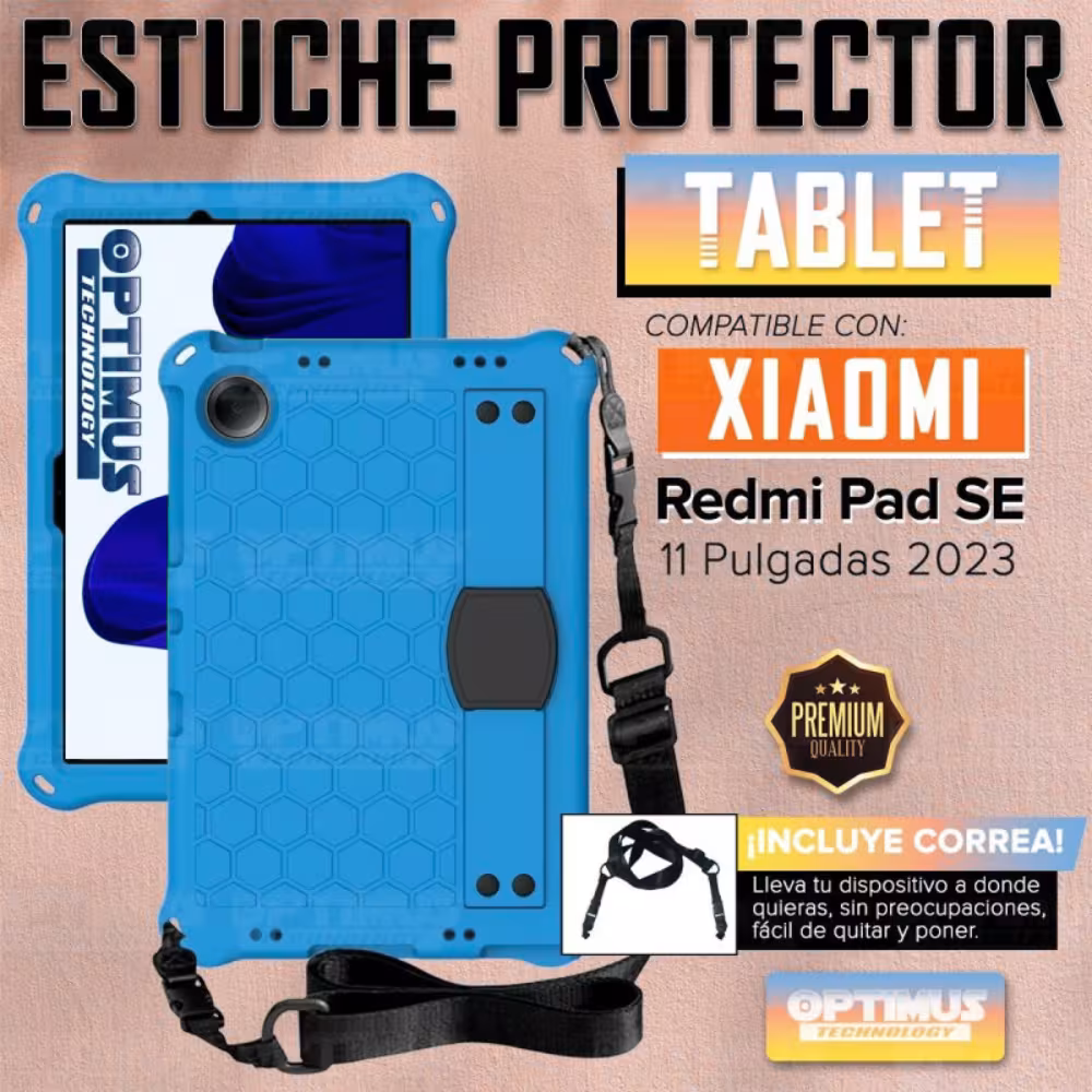 Estuche Protector con Correa Desmontable Tablet Xiaomi Redmi Pad SE 11 Pulgadas 2023 Wifi Anti golpes con soporte