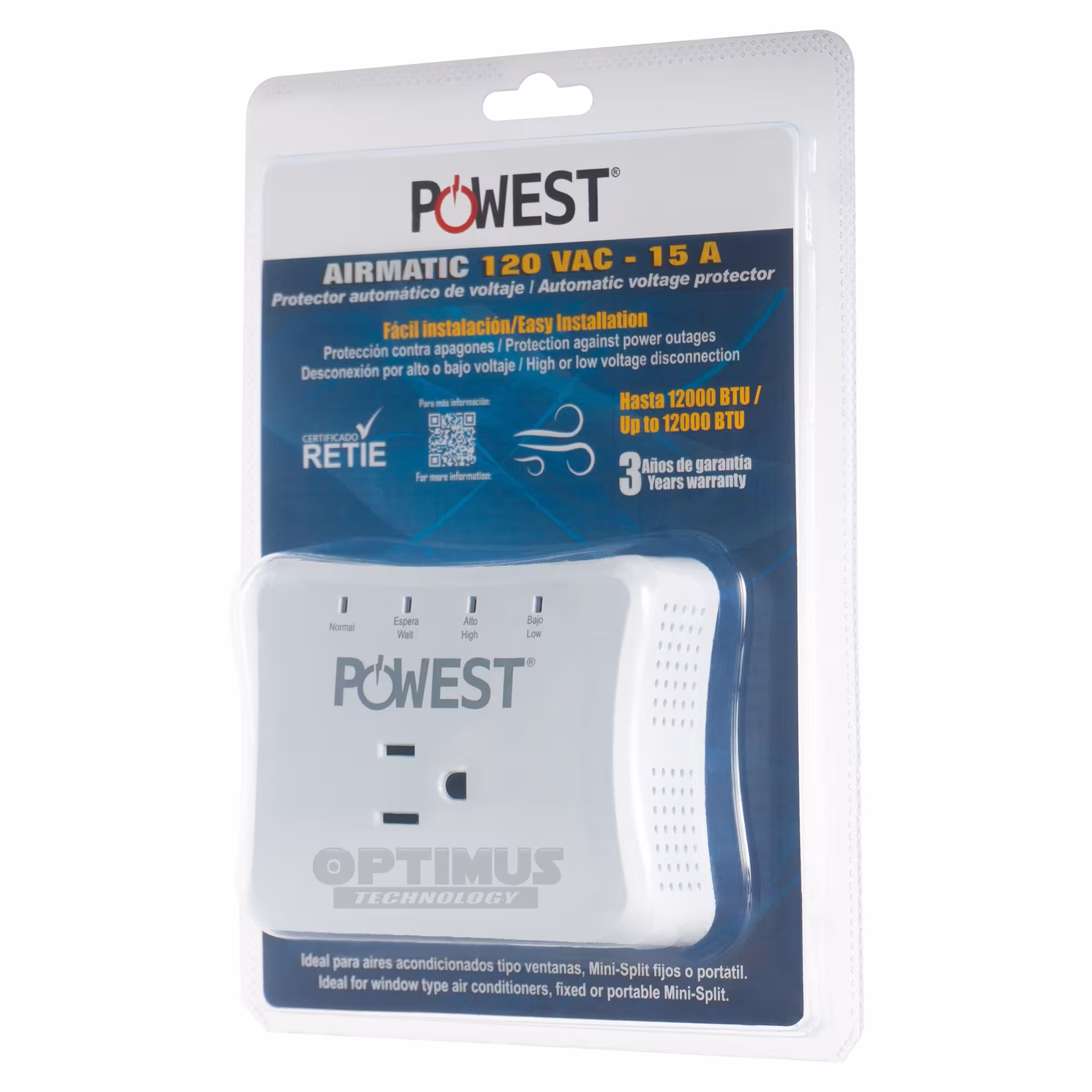 Protector regulador voltaje automático Powest Airmatic 120V - 15A Protección contra picos de voltaje equipos aire acondicionado