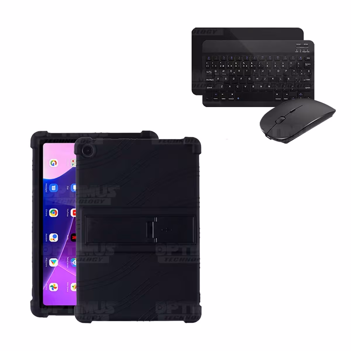 Kit Case Forro Protector Antigolpes + Teclado y Mouse Bluetooth Tablet Lenovo M10HD 3rd Generacion TB-328 2022 10.1 Pulgadas