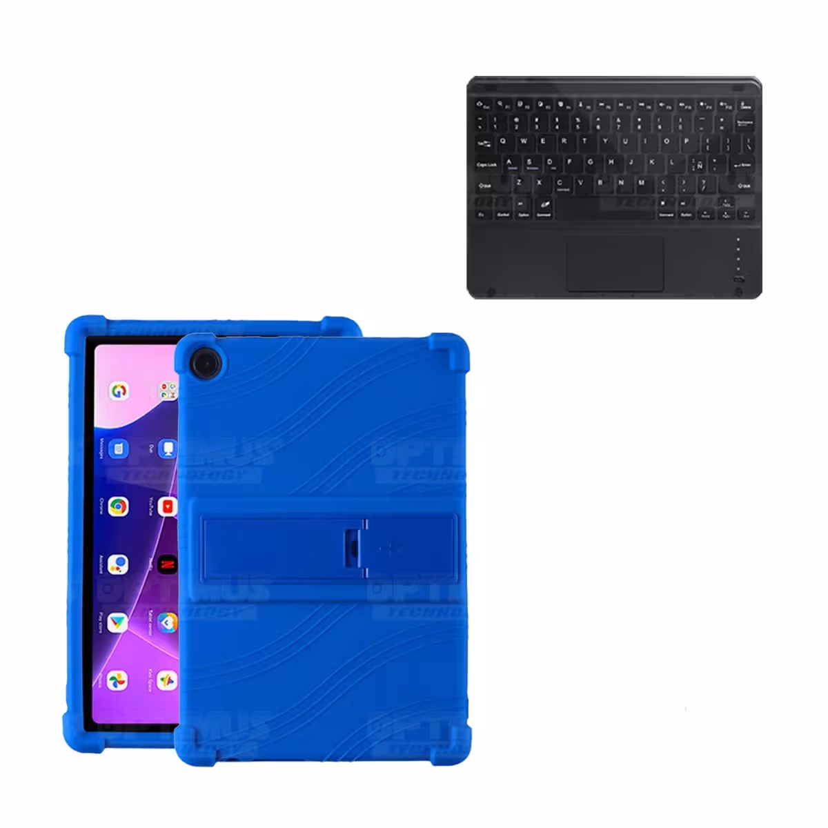 Kit Case Estuche Protector Antigolpes + Teclado Touchpad Bluetooth para Tablet Lenovo M10HD 3rd Generacion TB-328 2022 10.1 Pulg