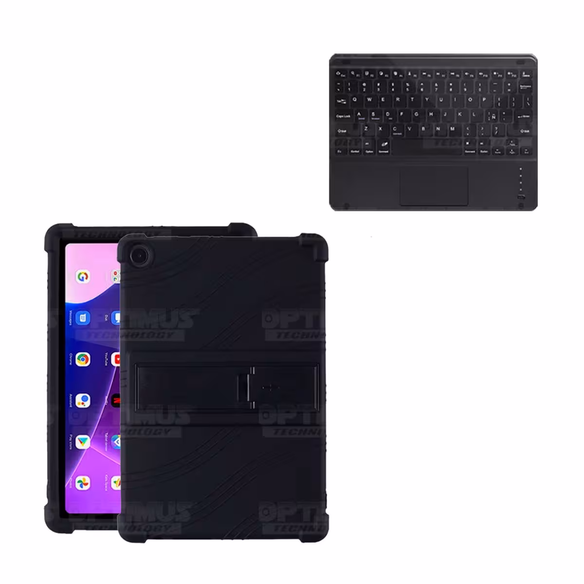 Kit Case Estuche Protector Antigolpes + Teclado Touchpad Bluetooth para Tablet Lenovo M10HD 3rd Generacion TB-328 2022 10.1 Pulg