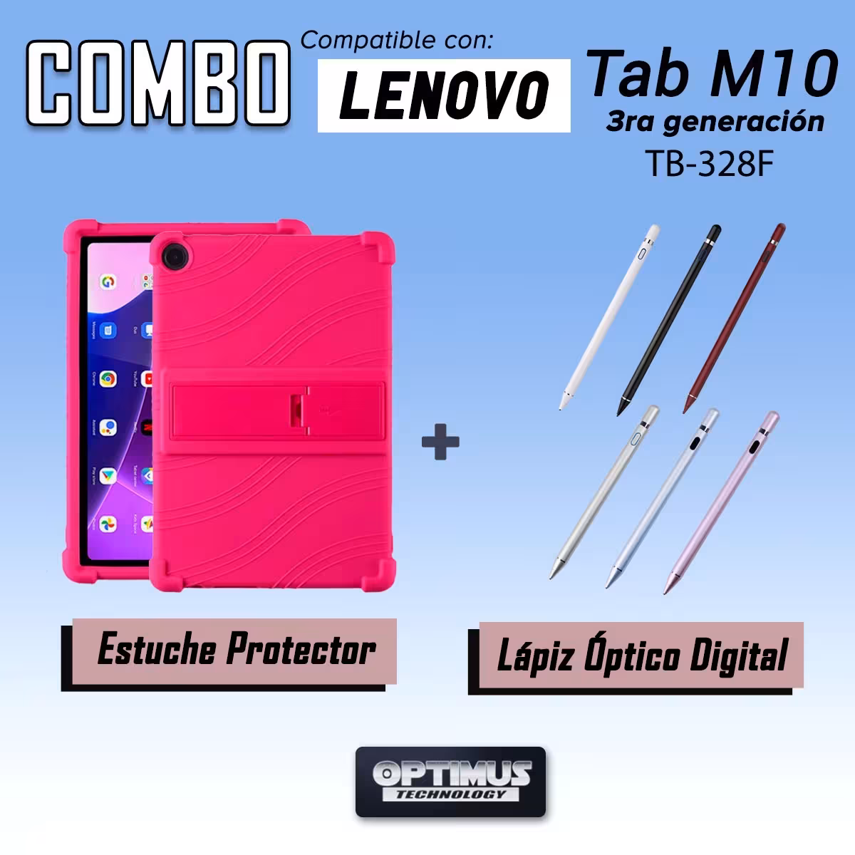 Kit Estuche Protector de goma antigolpes Y Lápiz Óptico Digital Stylus Pen para Tablet Lenovo M10HD 3rd Generacion TB-328 2022