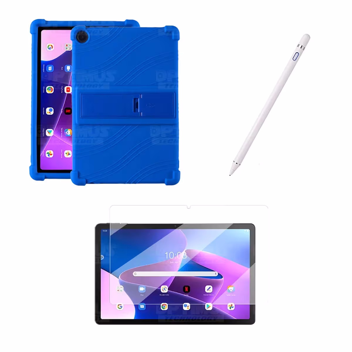 Kit Estuche Protector goma + Vidrio Templado + Lápiz Digital para Tablet Lenovo M10HD 3rd Generacion TB-328 2022 10.1 Pulgadas