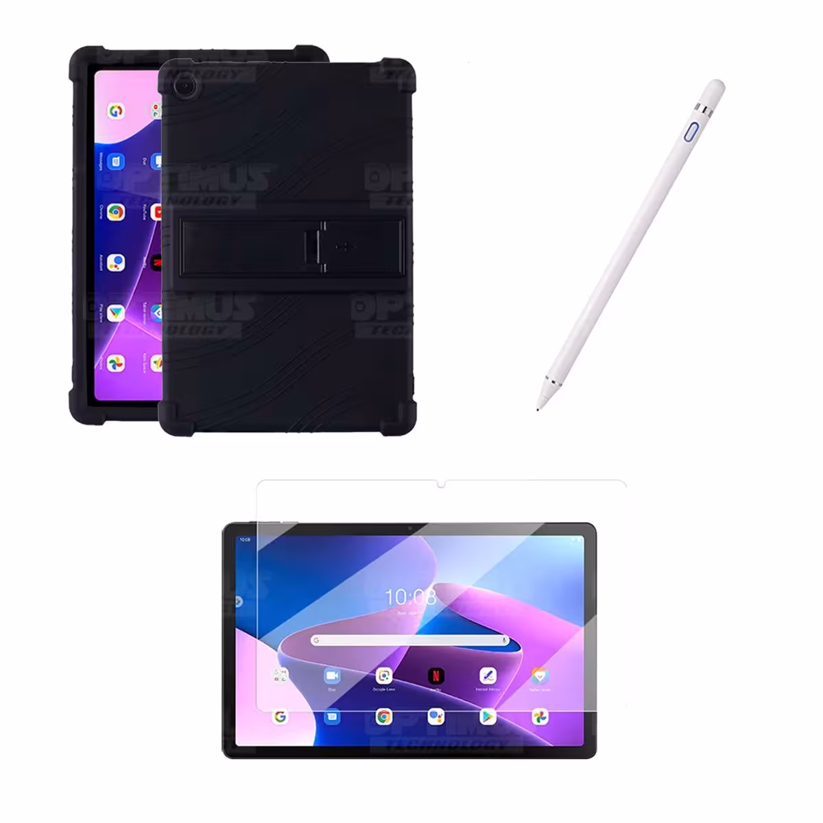 Kit Estuche Protector goma + Vidrio Templado + Lápiz Digital para Tablet Lenovo M10HD 3rd Generacion TB-328 2022 10.1 Pulgadas