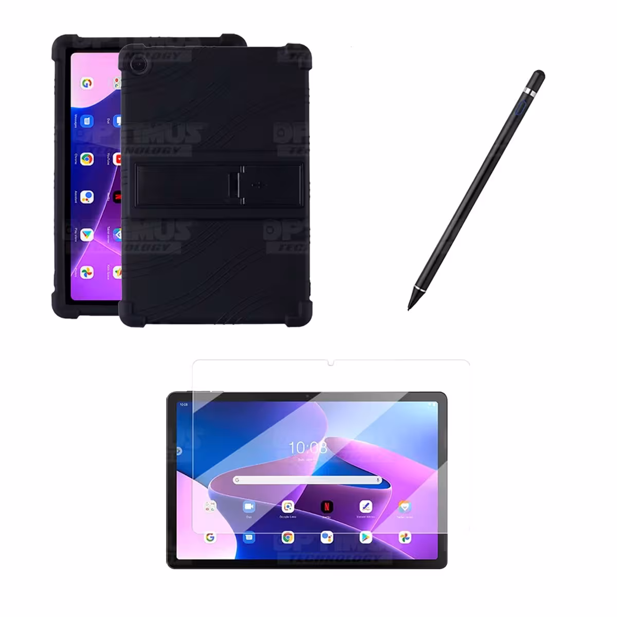 Kit Estuche Protector goma + Vidrio Templado + Lápiz Digital para Tablet Lenovo M10HD 3rd Generacion TB-328 2022 10.1 Pulgadas