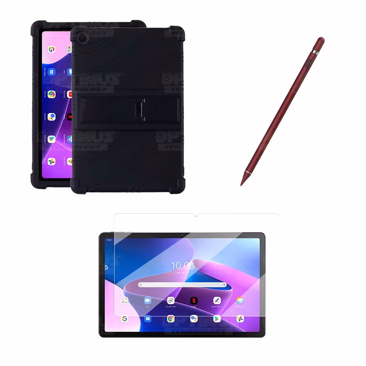 Kit Estuche Protector goma + Vidrio Templado + Lápiz Digital para Tablet Lenovo M10HD 3rd Generacion TB-328 2022 10.1 Pulgadas
