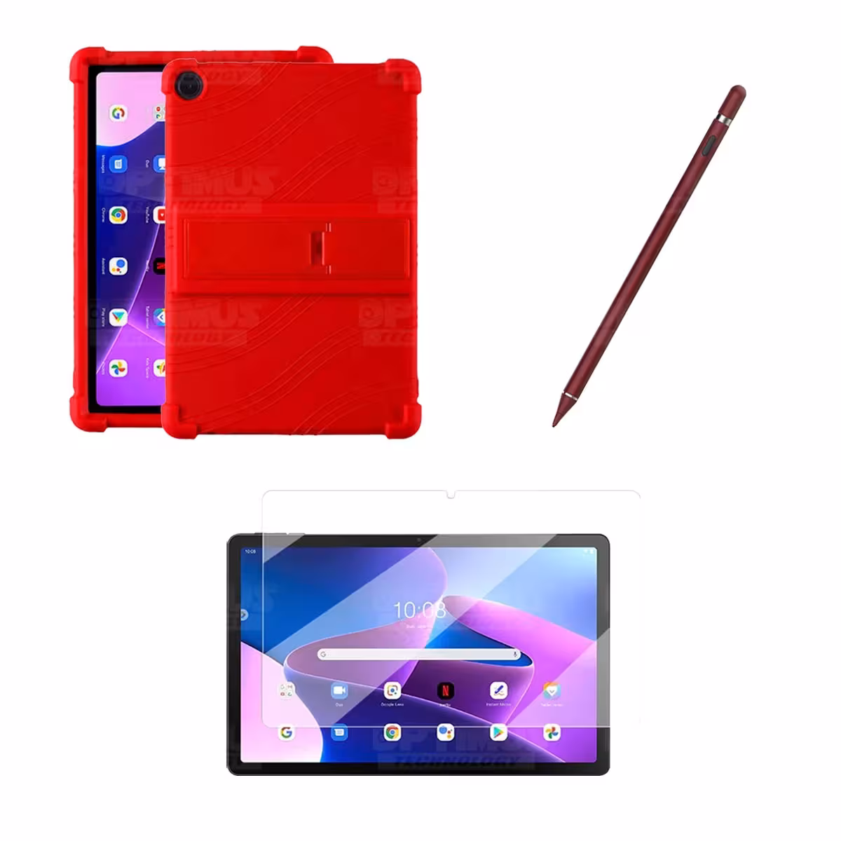 Kit Estuche Protector goma + Vidrio Templado + Lápiz Digital para Tablet Lenovo M10HD 3rd Generacion TB-328 2022 10.1 Pulgadas