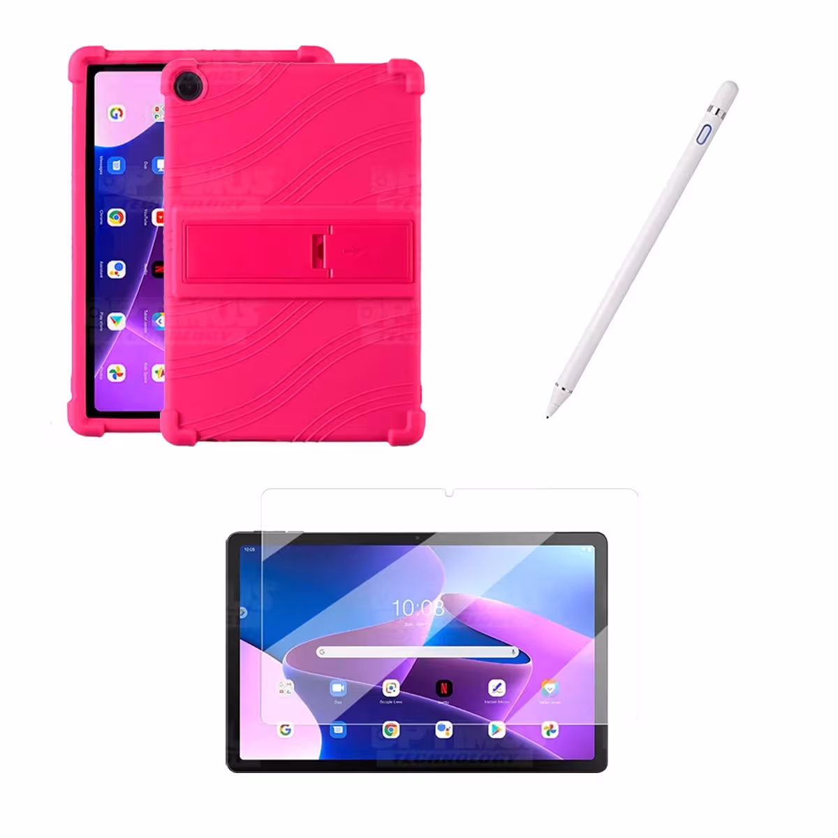 Kit Estuche Protector goma + Vidrio Templado + Lápiz Digital para Tablet Lenovo M10HD 3rd Generacion TB-328 2022 10.1 Pulgadas