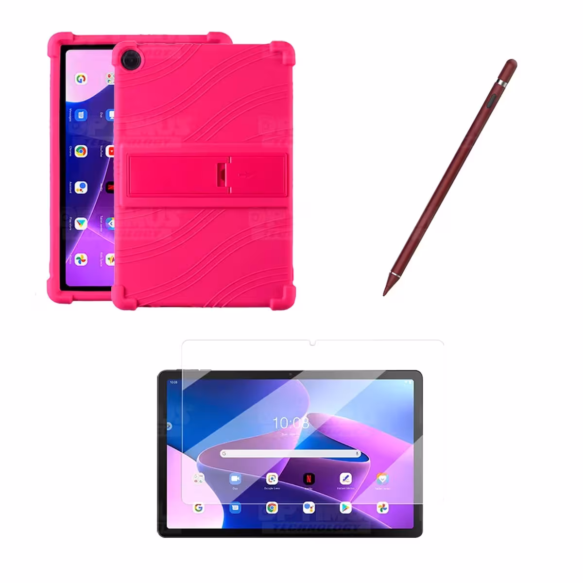 Kit Estuche Protector goma + Vidrio Templado + Lápiz Digital para Tablet Lenovo M10HD 3rd Generacion TB-328 2022 10.1 Pulgadas
