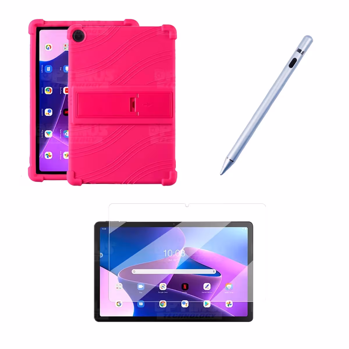 Kit Estuche Protector goma + Vidrio Templado + Lápiz Digital para Tablet Lenovo M10HD 3rd Generacion TB-328 2022 10.1 Pulgadas