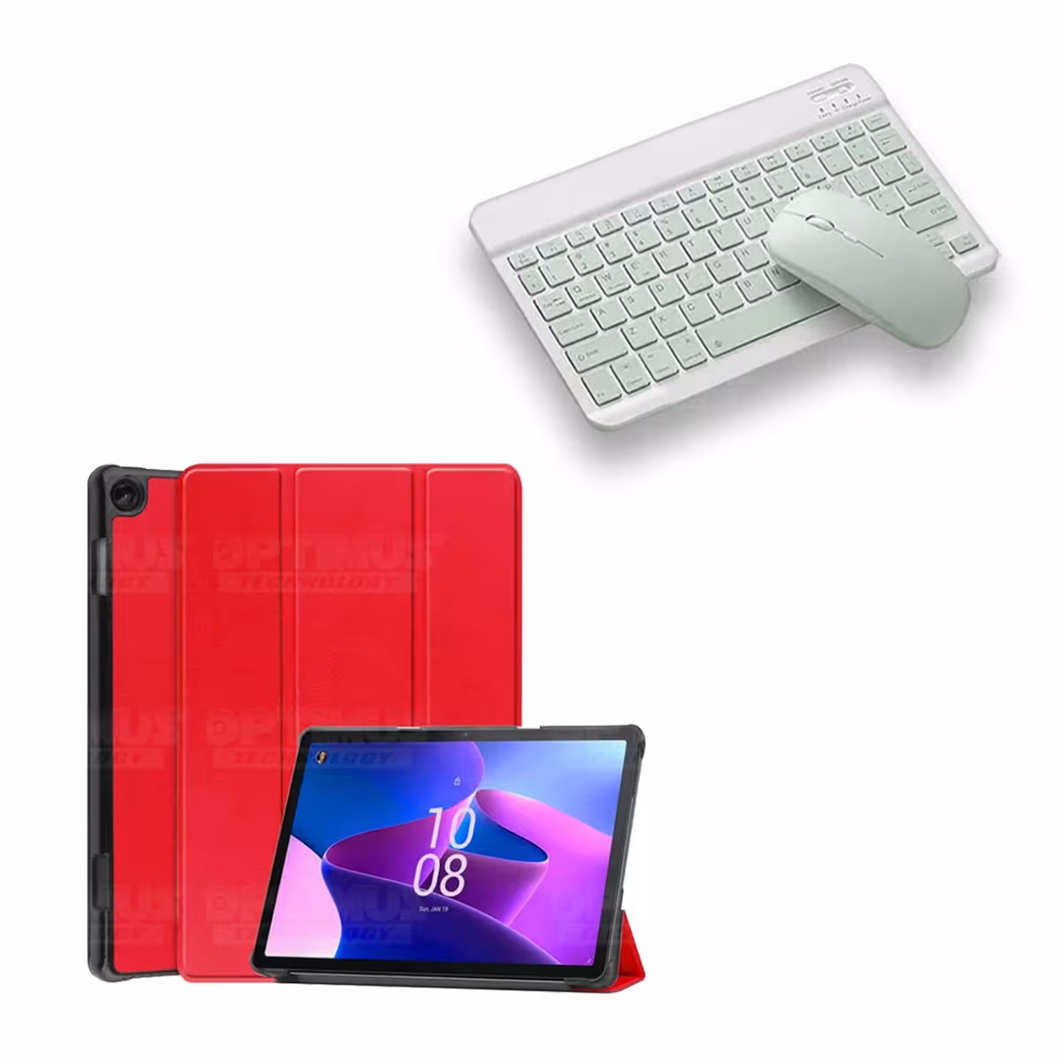 Kit Case Forro Protector + Teclado Mouse Bluetooth para Tablet Lenovo M10 HD 3rd Generacion TB-328 2022 10.1 Pulgadas ZAAF0071CO