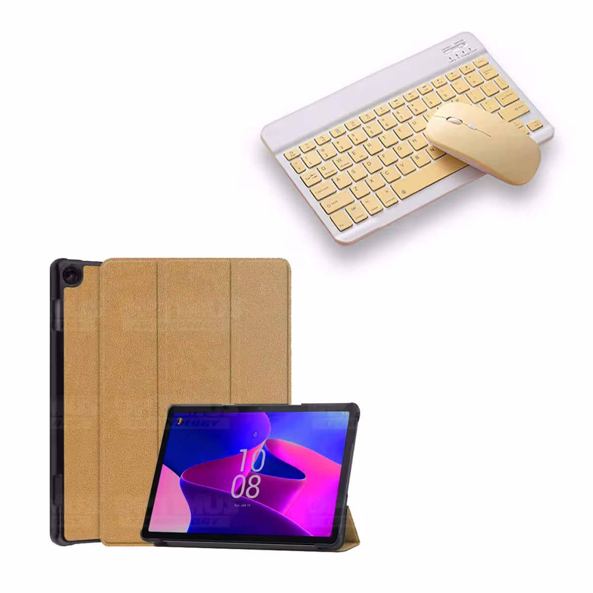 Kit Case Forro Protector + Teclado Mouse Bluetooth para Tablet Lenovo M10 HD 3rd Generacion TB-328 2022 10.1 Pulgadas ZAAF0071CO
