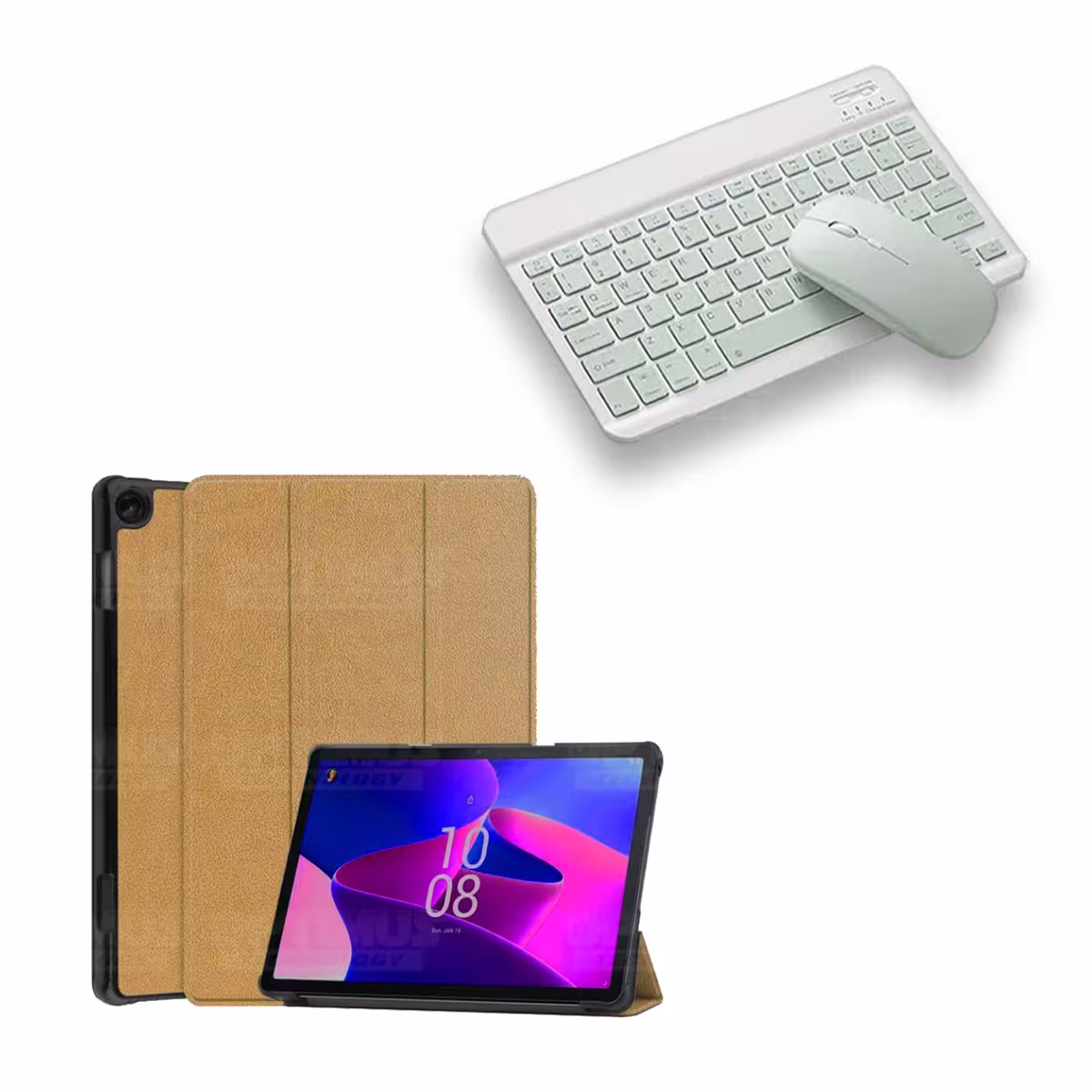 Kit Case Forro Protector + Teclado Mouse Bluetooth para Tablet Lenovo M10 HD 3rd Generacion TB-328 2022 10.1 Pulgadas ZAAF0071CO