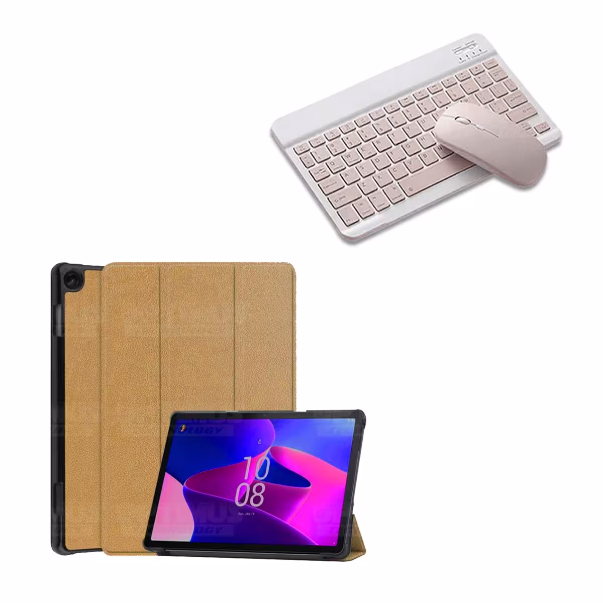 Kit Case Forro Protector + Teclado Mouse Bluetooth para Tablet Lenovo M10 HD 3rd Generacion TB-328 2022 10.1 Pulgadas ZAAF0071CO