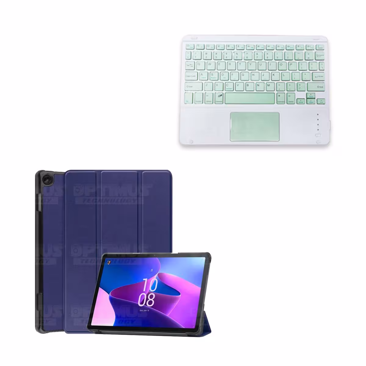 Kit Case Folio Protector + Teclado Mouse Touchpad Bluetooth para Tablet Lenovo M10 HD 3rd Generacion TB-328 2022 10.1 Pulgadas