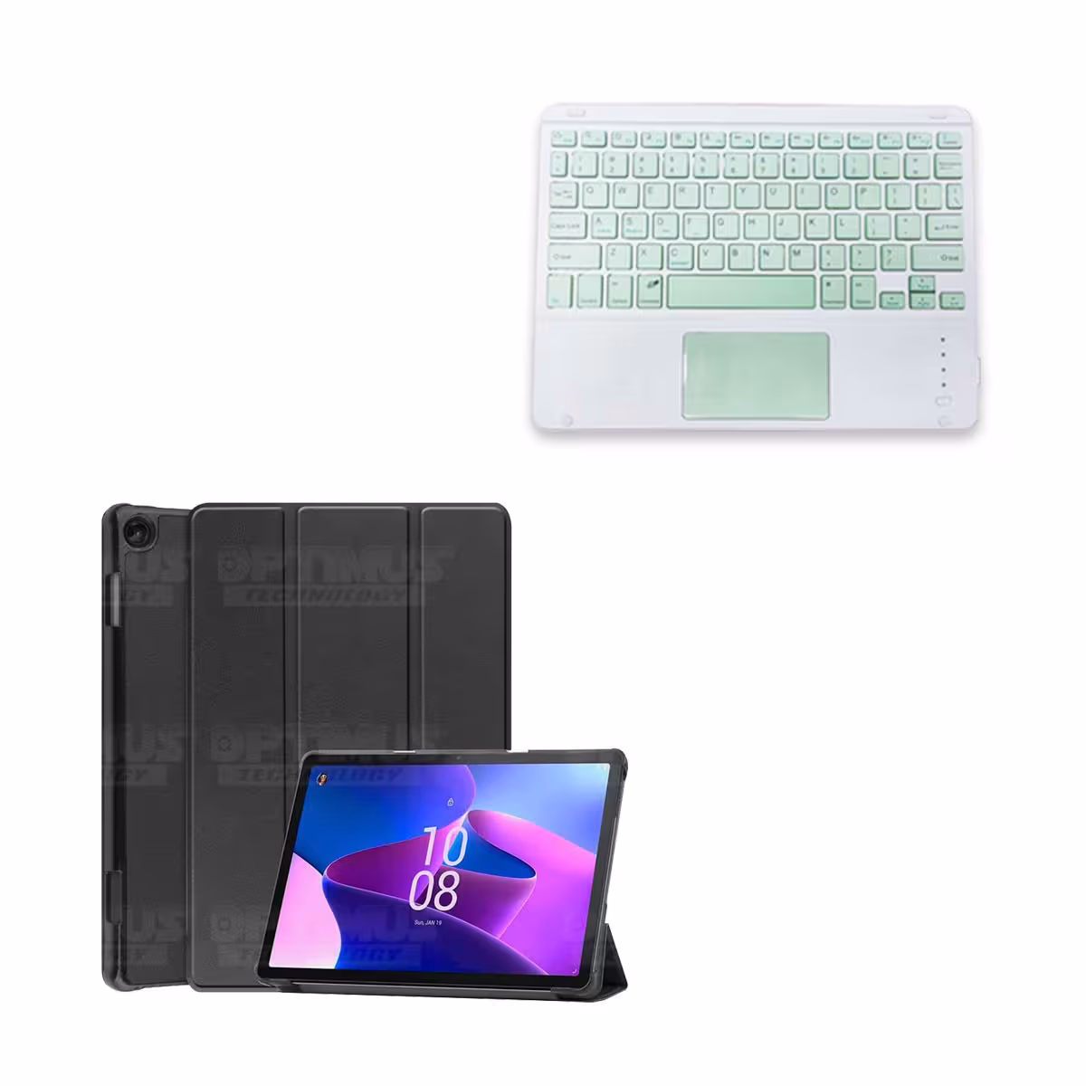 Kit Case Folio Protector + Teclado Mouse Touchpad Bluetooth para Tablet Lenovo M10 HD 3rd Generacion TB-328 2022 10.1 Pulgadas