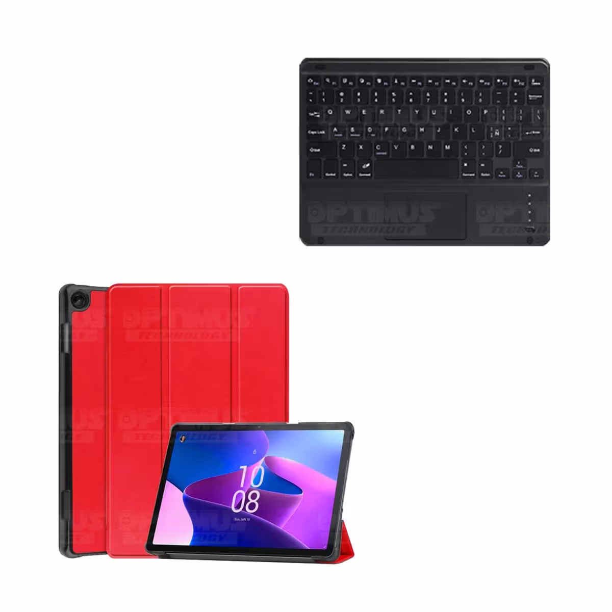 Kit Case Folio Protector + Teclado Mouse Touchpad Bluetooth para Tablet Lenovo M10 HD 3rd Generacion TB-328 2022 10.1 Pulgadas