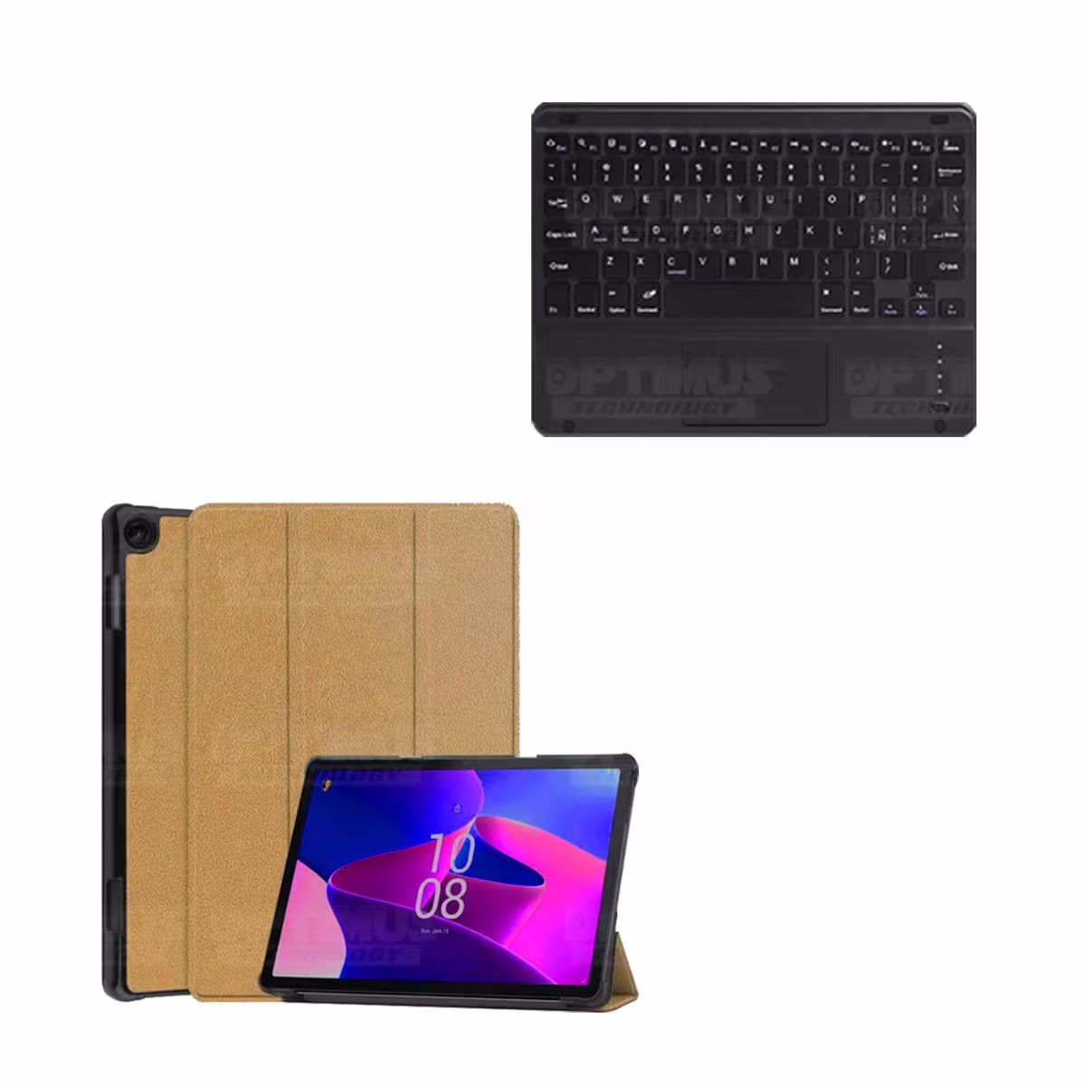 Kit Case Folio Protector + Teclado Mouse Touchpad Bluetooth para Tablet Lenovo M10 HD 3rd Generacion TB-328 2022 10.1 Pulgadas